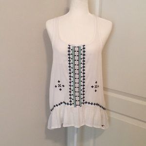 Hollister Embroidered Gauzy Racerback Tank Top
